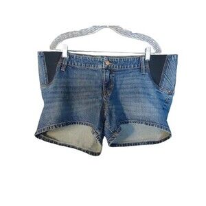 Isabel Maternity Midi Denim Short Shorts Women Size 14 Medium Wash